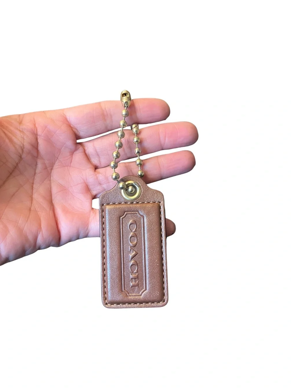 Coach | Accessories | Coach Brown Leather Xl Hang Tag | Poshmark